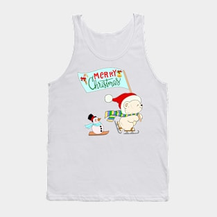 Merry Christmas! Polar bear and Snowman Tank Top